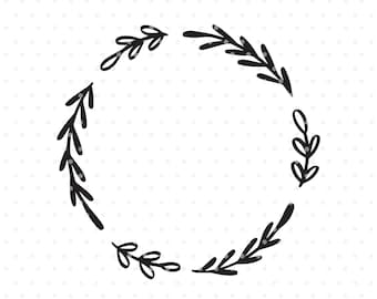 Leaves branch wreath Svg cutfile, Laurel clipart