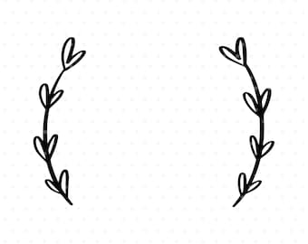 Heart leaves Svg cut file, Flourish clip art