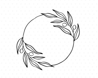 Olive branch wreath clipart, Wreath svg cut file, Flourish Svg for Cricut & Silhouette