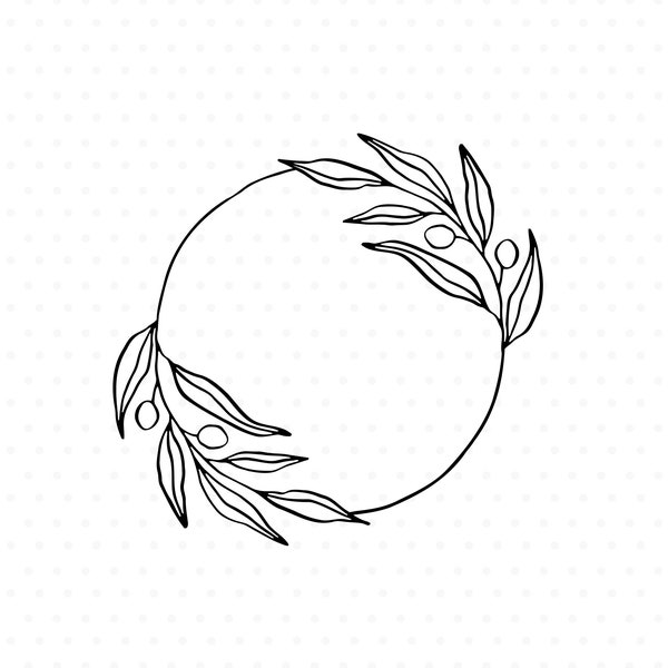 Olive branch wreath clipart, Wreath svg cut file, Flourish Svg for Cricut & Silhouette