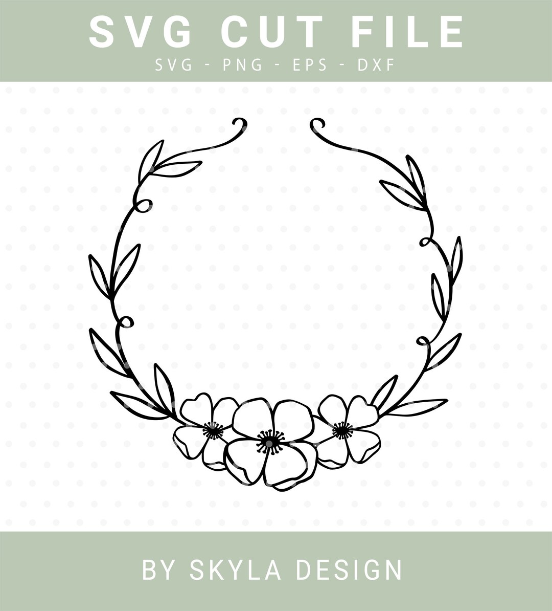 Flower Wreath Svg Cutfile, Flourish Clipart for Cricut and Silhouette