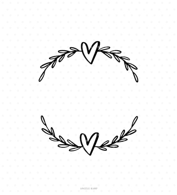 Download Heart laurel wreath svg cut file | Etsy