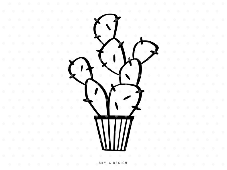 Cactus in pot clipart svg cut file for silhouette and cricut Etsy