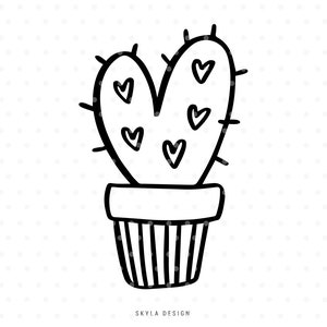 Cactus heart in pot clipart svg cut file for silhouette and cricut image 1