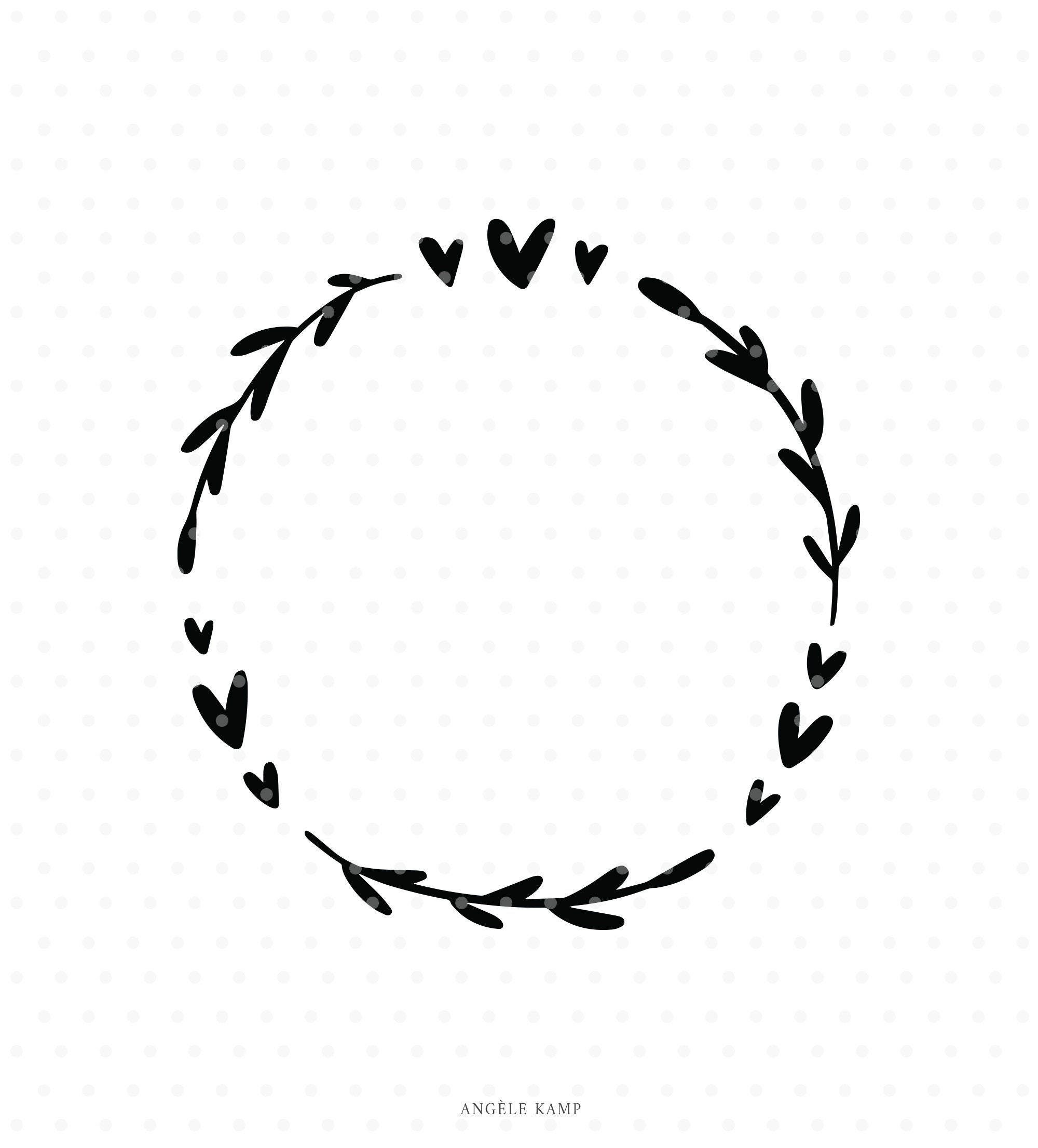 Rose Flower And Leaves, Circle Monogram Frame Free Svg File - SVG Heart