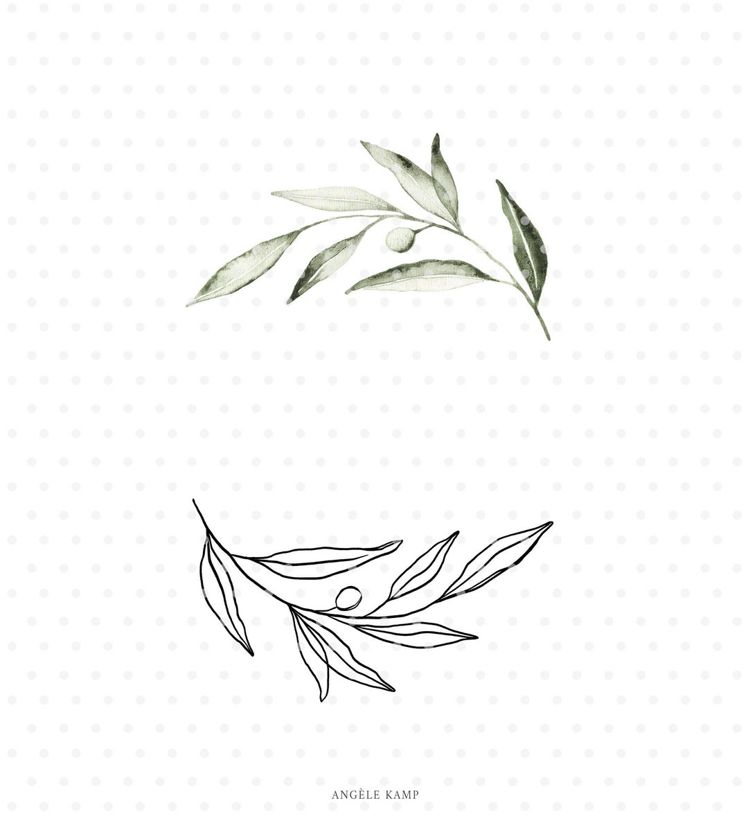 Olive Branch Wreath Watercolor Illustration Clipart - Etsy