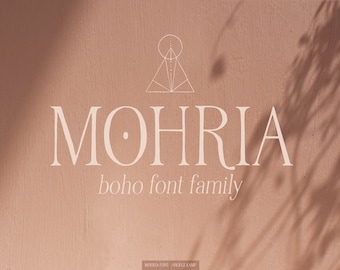 Mohria serif font family & boho illustrations