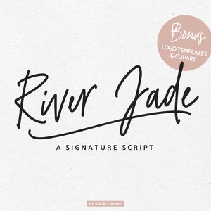 Signature font script River Jade with logo templates