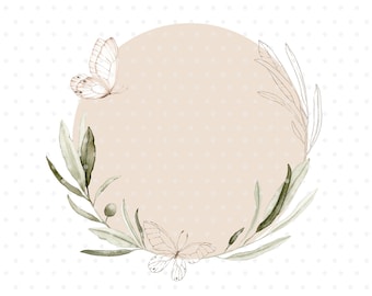 Watercolor olive branch wreath clipart