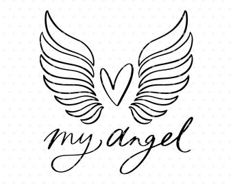 My Angel heart wings svg cutfile, Nursery wall art