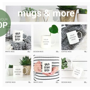 White Coffee Mug Mockup With Blanket Lifestyle Photography Etsy