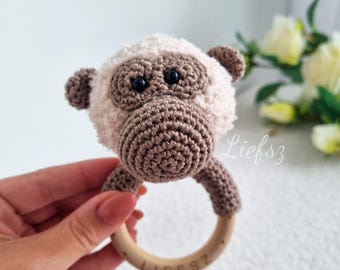 Crocheted rattle monkey • handmade l cuddly toy l gift l Rattle • Monkey