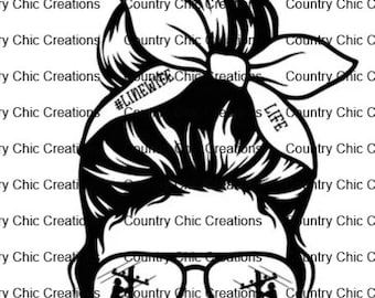 Linelife Wife, Messy Bun, Linelife, SVG, Linelife Wife Messy Bun