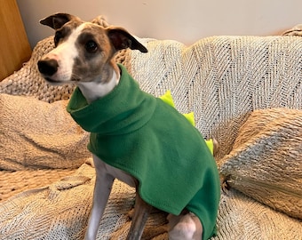 Cappotto con cappuccio a forma di dinosauro per cani, pile a
