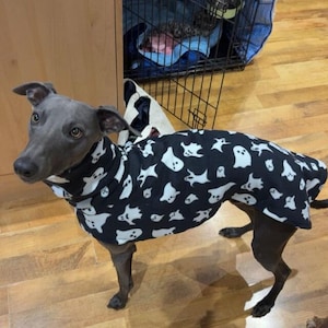 Dog snood coat , NEW fleece ghost Halloween, whippet, Italian, greyhound lurcher limited edition
