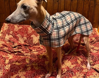 Dog snood classic Burberry dog fleece whippet, Italian, lurcher, greyhound