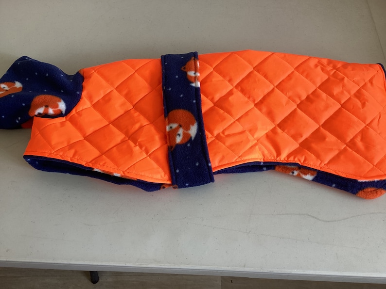 Waterproof dog coat orange & navy fox , whippet , Italian, lurched, greyhound 1 only zdjęcie 1