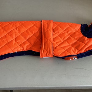 Waterproof dog coat orange & navy fox , whippet , Italian, lurched, greyhound 1 only zdjęcie 3