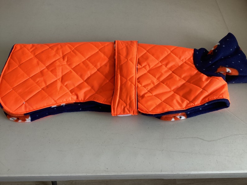 Waterproof dog coat orange & navy fox , whippet , Italian, lurched, greyhound 1 only zdjęcie 3
