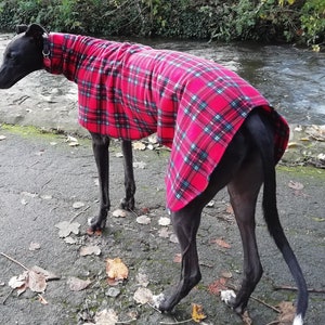 Dog snood red tartan fleece whippet ,Italian greyhound ,greyhound,lurcher 8 sizes image 6