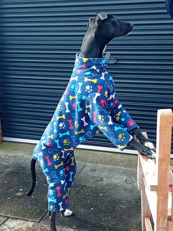 Dog Bone Print Fleece Pajamas, Sighthound Jumper