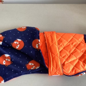 Waterproof dog coat orange & navy fox , whippet , Italian, lurched, greyhound 1 only zdjęcie 4