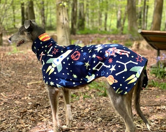 Dog snood coat , NEW fleece Space whippet, Italian, greyhound lurcher