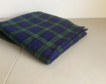 Blue tartan fleece dog blanket, blanket cover