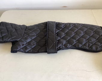 NUEVO abrigo impermeable negro de doble capa de forro polar para perros whippet, galgo, lurcher, italiano