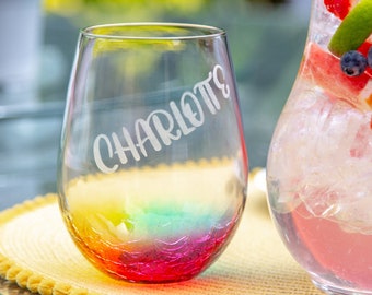 Personalised Rainbow Cocktail Glass Tumbler