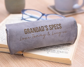 Personalised Faux Leather Glasses Case In Grey
