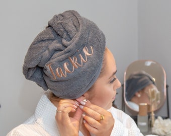 Personalised Hair Turban Towel with Embroidered Name or Initials