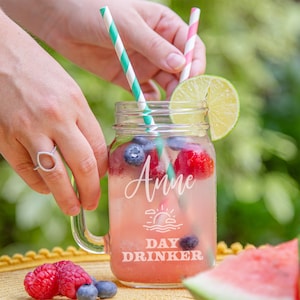 Personalised Day Drinks Glass Cocktail Jar