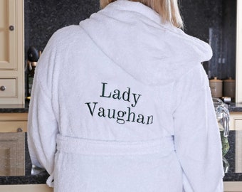 Personalised Luxury Cotton Hooded Bathrobe, For Men And Women