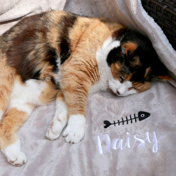 Personalised Sherpa Style Cat Blanket Etsy