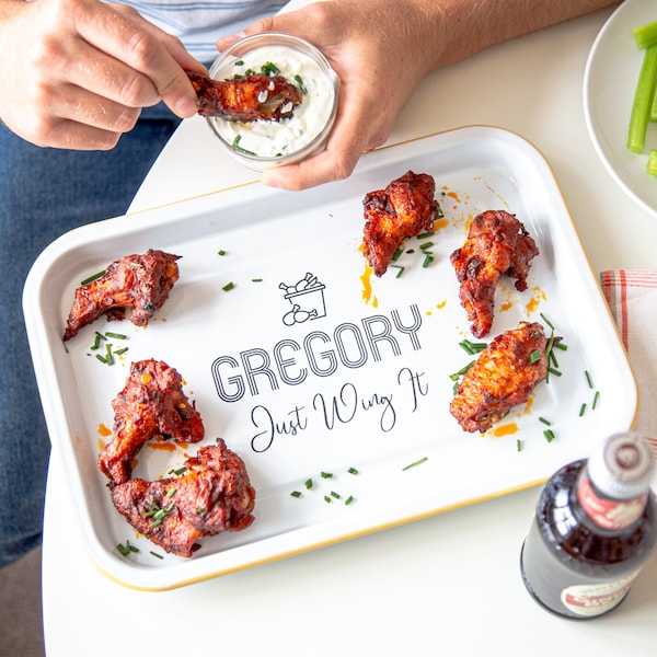 Personalised Chicken Wing Enamel Tray