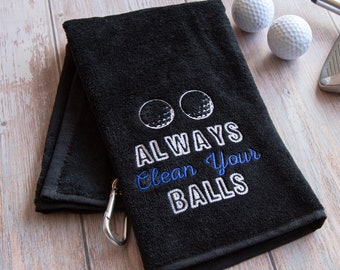 Always Clean Your Balls Novelty Golf Towel - Jokey Father's Day Gift