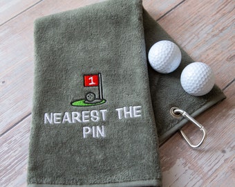 Nearest The Pin Novelty Golf Towel - Golf Competition Prize