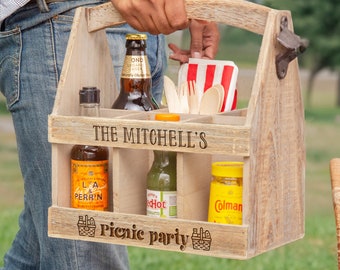 Personalised Picnic Wooden Caddy