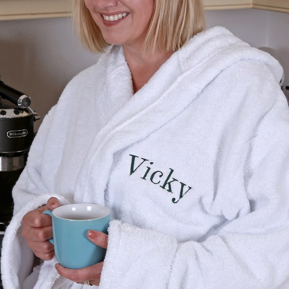 Personalised Cotton Hooded Bathrobe for Men and Women Etsy