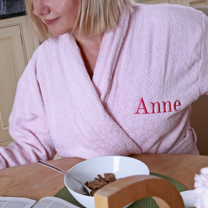 Personalised Embroidered Terry Cotton Bathrobe Etsy