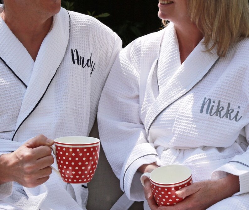 Personalised Waffle Dressing Gown With Coloured Piping Etsy UK