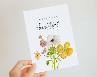 Happy Birthday Beautiful Wildflower Card