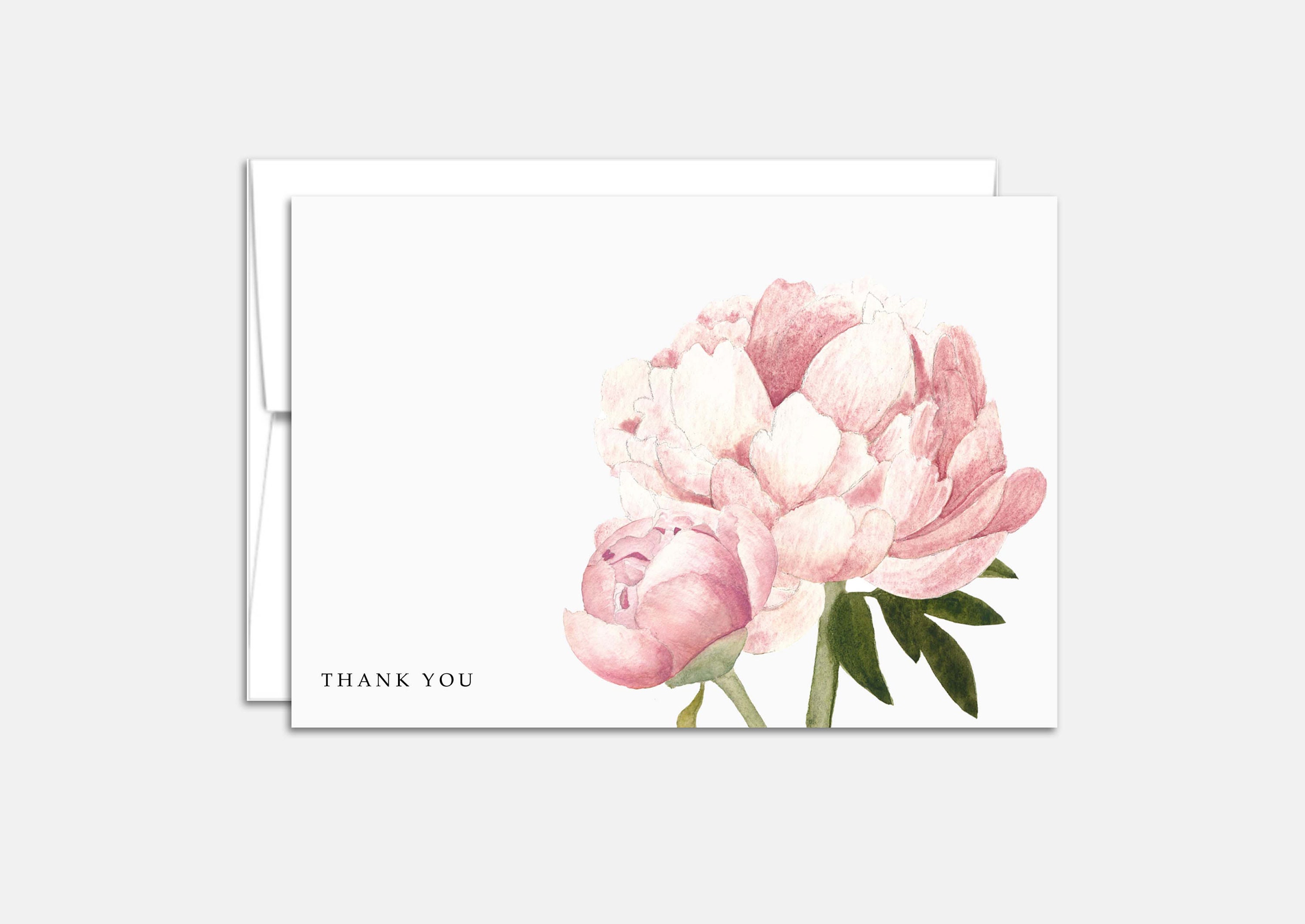 Set of Six Watercolor Floral Thank You Cards - Horizontal - Etsy