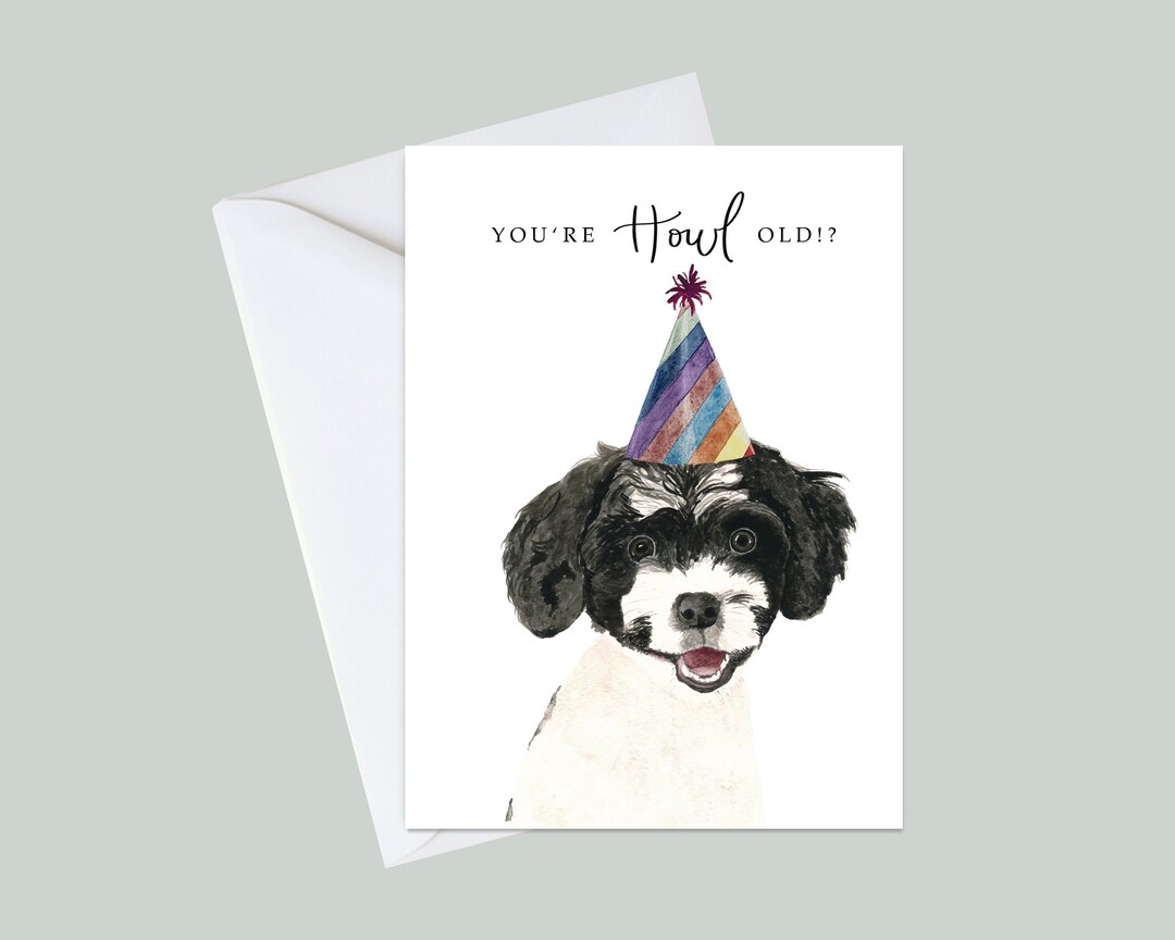 Black and White Dog Birthday Card - Etsy