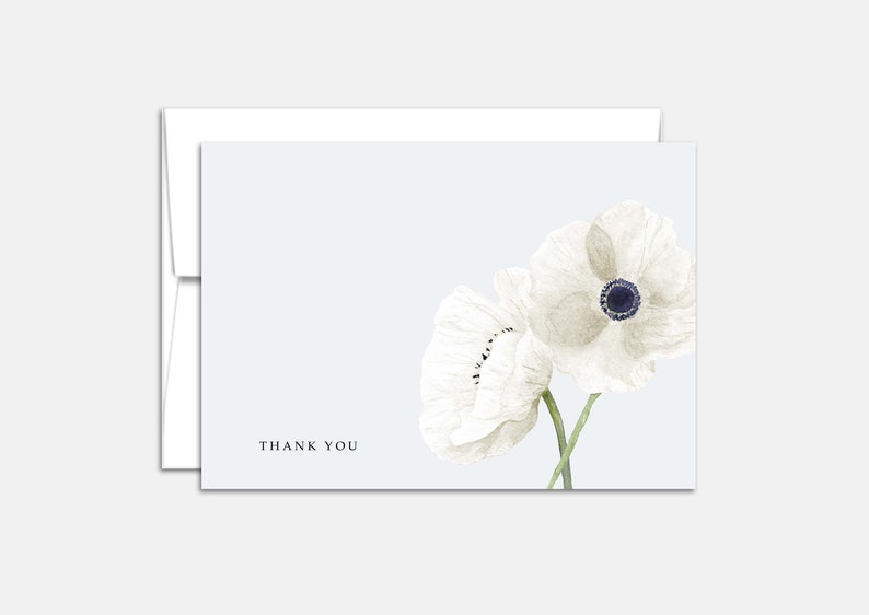 Set of Six Watercolor Floral Thank You Cards - Horizontal - Etsy