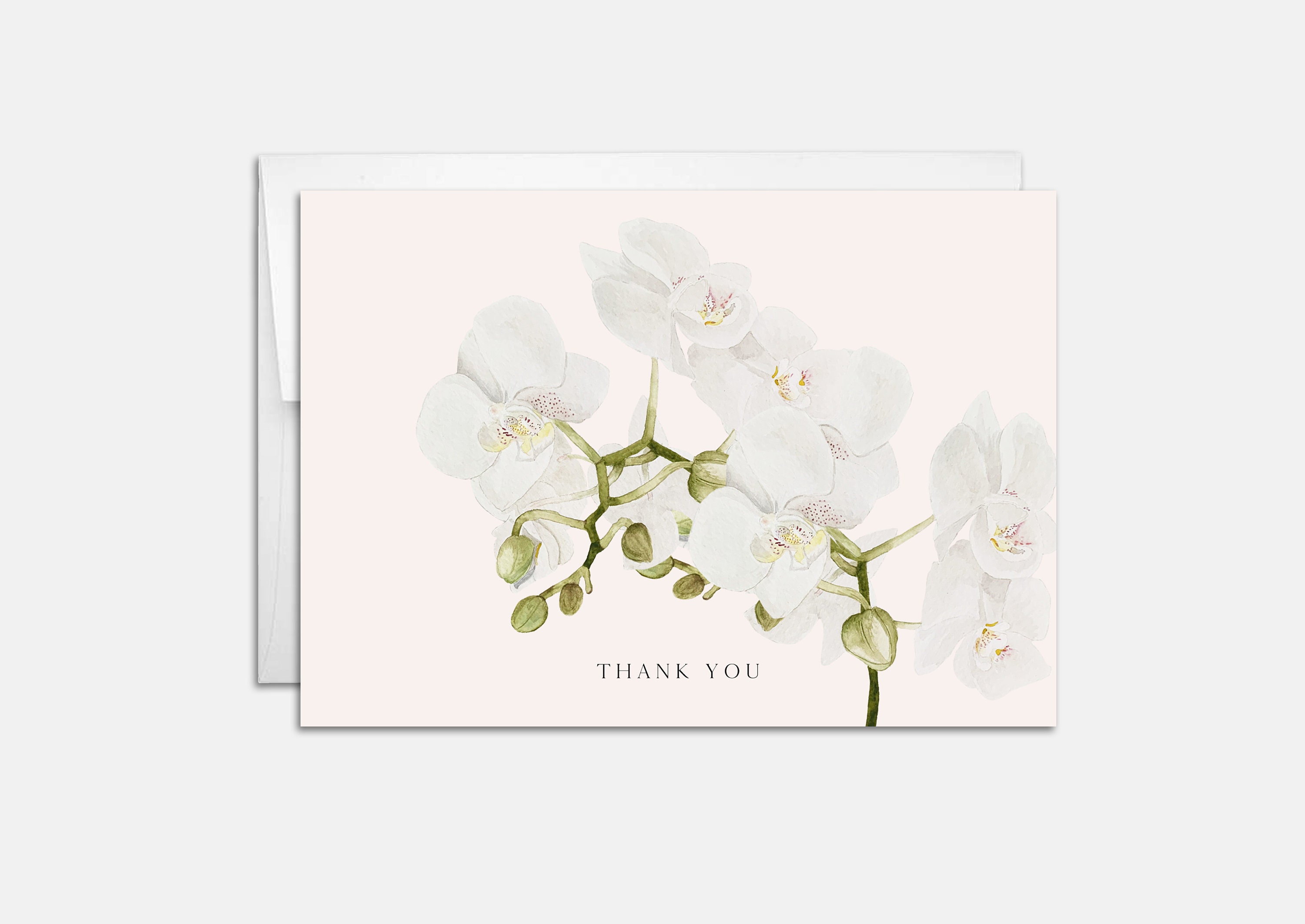 Watercolor Orchid Thank You Card - Etsy