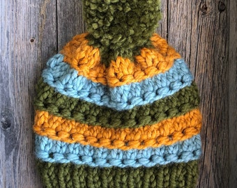 Horizon knotted knit hat with Pom Pom // Custom colors available