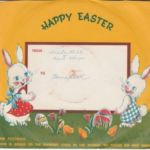 Happy Easter - The Bunny Easter Party 78 RPM 7 Inch Children&#39;s Picture Record, Late 40s Early 50s - Tested Good