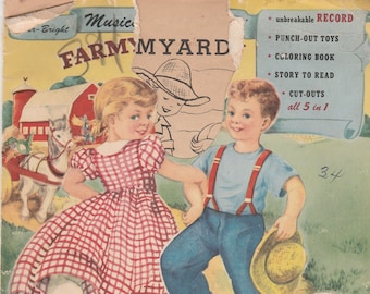 Farmyard Fun - Activity Book and 6.5" 78 RPM Record -  Star Bright 1950